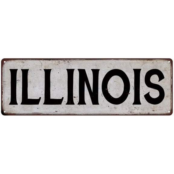 ILLINOIS Vintage Look Rustic Metal City State Sign 6 x 18 High Gloss Metal 206180041157