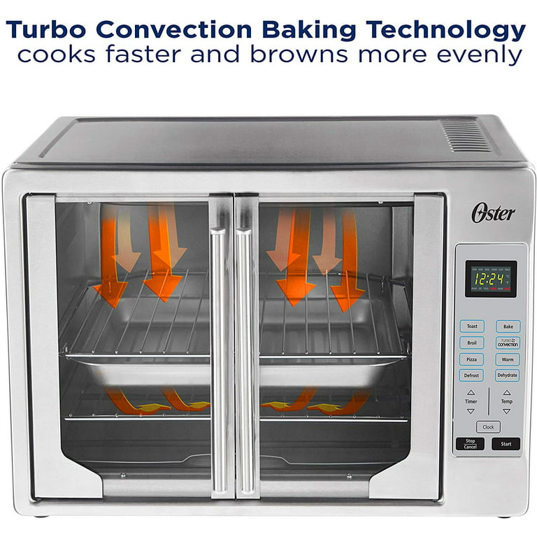 Oster Extra Large Single Pull French Door Turbo Convection Toaster Oven W/  2 Removable Baking Racks, 60-minute Timer, & Adjustable Temperature, Black  : Target