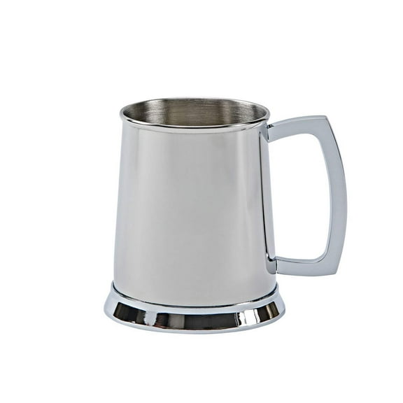 Creative Gifts International  20 oz Bright Tankard Stainless Steel Cap - 4.5 in., Silver & White
