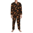 thumbnail image 3 of Picia Halloween With Pumpkins Pattern Men’s Long-Sleeve Sleepwear Set - Soft 2-Piece Loungewear with Pockets, Comfy PJs for Relaxing Nights-XX-Large, 3 of 7