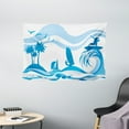 thumbnail image 1 of Aquatic Tapestry, Surfer on Waves Water Sports Recreation Palms Sea Sailboats Summertime Holiday, Wall Hanging for Bedroom Living Room Dorm Decor, 60W X 40L Inches, Blue Light Blue, by Ambesonne, 1 of 2