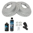 thumbnail image 2 of TRQ Rotor & Brake Pad Metallic Performance Drilled Slotted Rear Kit w/Chemicals BKA16129, 2 of 8