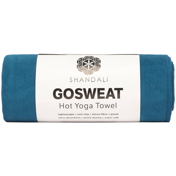 Shandali Hot Yoga GoSweat Toalla de mano de microfibra en gamuza azul de noche premium súper absorbente para Bikram Pilates gimnasio y deportes al aire libre. 16 x 26,5 pulgadas.