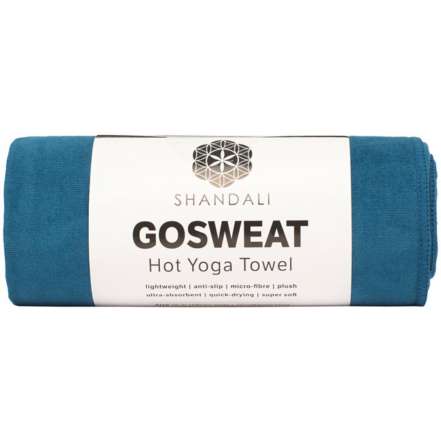 Shandali Hot Yoga GoSweat Toalla de mano de microfibra en gamuza azul de noche premium súper absorbente para Bikram Pilates gimnasio y deportes al aire libre. 16 x 26,5 pulgadas.
