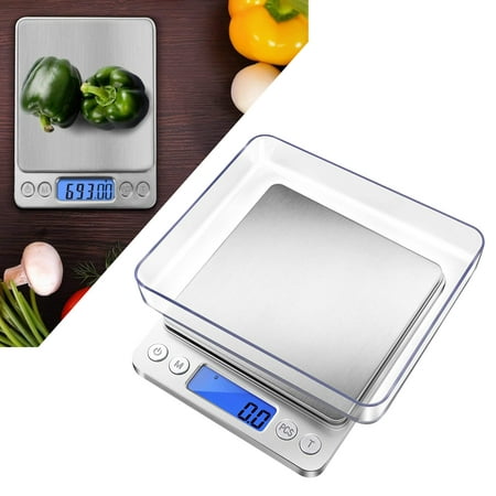 

Stainless Steel Digital Food Scale Weight Grams 1000g/0.1g Kitchen Scale for Cooking Baking High Precision Mini Pocket Scale with LCD Display