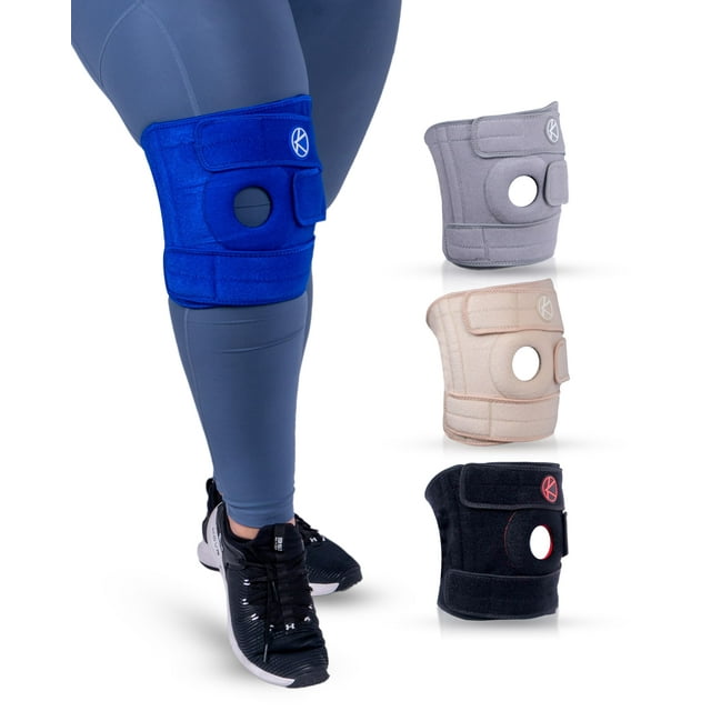 Rodillera KARM, talla grande, ajustable para menisco, azul