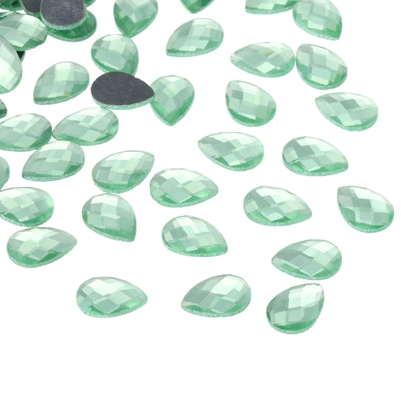 Uxcell Flat Back Acrylic Teardrop Gems, 18x13mm Teardrop Rhinestones Bead, Green 50Pcs