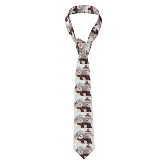 Naloa Christmas Snowman With Hat Print Solid Color Tie Formal Necktie for Men,Suitable for business, daily life, work