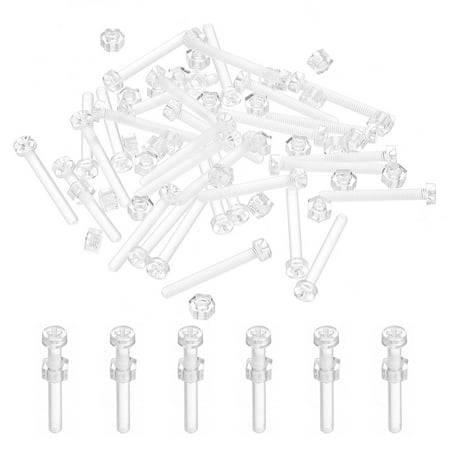 

Uxcell M3x25mm Clear Acrylic Screws and Hex Nuts Kit PC Plastic Phillips Round Head Bolts Transparent 30 Set