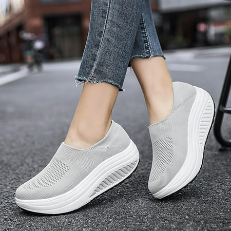 

Summer Savings Clearance UMfun Women s Slip On Sneakers Summer Plus Size Wide Shoes Fashion Casual Mesh Breathable Women s Sports ShoesGray