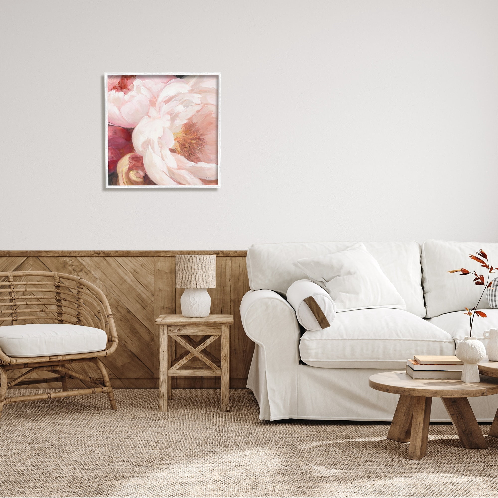 Stupell Industries Pink Peonies Cluster Soft Edge Flower Petal Painting, 24 x 24,Design by Julia Purinton