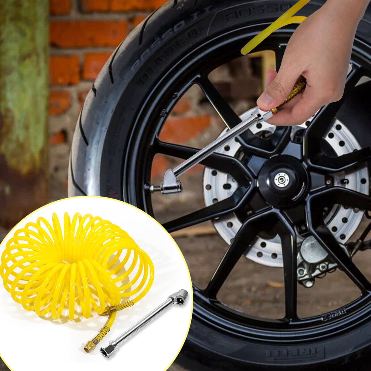 LOUVEROLA 1 Set 20Pcs Universal Air Compressor Accessory Kit 25 Ft Recoil Air Hose Gun Nozzles Set 1/4" NPT