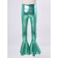 thumbnail image 5 of renvena Girls Bronzing Flare Dance Pants Kids Shiny Metallic Bell Bottom Jazz Stage Performanceg Size 6-16 Lake Green 8, 5 of 7