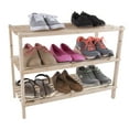 thumbnail image 3 of Lavish Home 3-Tier Wooden Shoe Rack Organizer - 25"x18.75" Sturdy Shoe Shelf Organizer Holds 9 Pairs, (Light Oak), 3 of 4