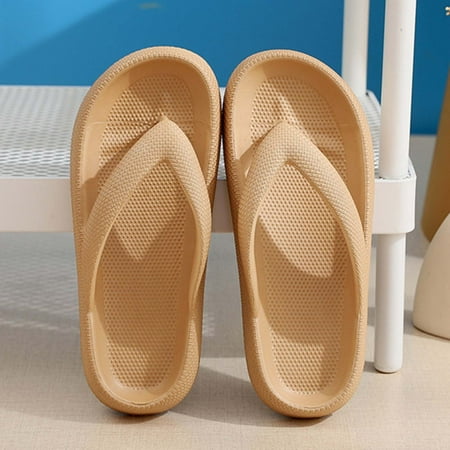

KBODIU Womens Sandals Outside Wear Flip-flops Clip Toe EVA Casual Flat Sandals Soft Soled Slippers Indoor Bathroom Shoes Flip Flops for Women Dressy Summer Khaki 40-41