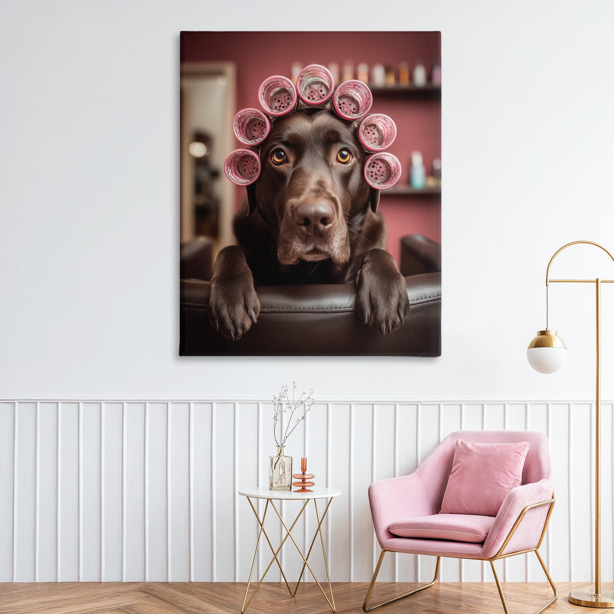 Stupell Industries Dog at Salon with Curlers Canvas Wall Art, design by Scott Stulberg
