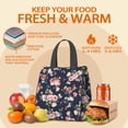 thumbnail image 5 of Pioneer Flower Floral Print Pattern Insulated Lunch Bag for Women & Adults,Large Portable Soft Cooler Lunch Bag,Thermal Food Storage Tote with Pearl Cotton,8.66L,8.75x5.75x9.5 Inch, 5 of 6