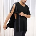 thumbnail image 4 of Mens Post-Surgery T Shirts with Pocket Short Sleeve Crewneck Tees Tops Casual Solid Color Open Side Button Breathable Basic Tshirts Shirt, 4 of 6