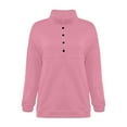thumbnail image 6 of hxobax Womens Oversized Sweatshirts Fleece Long Sleeve Half Button Casual Pullover Tops With Pockets, 6 of 7