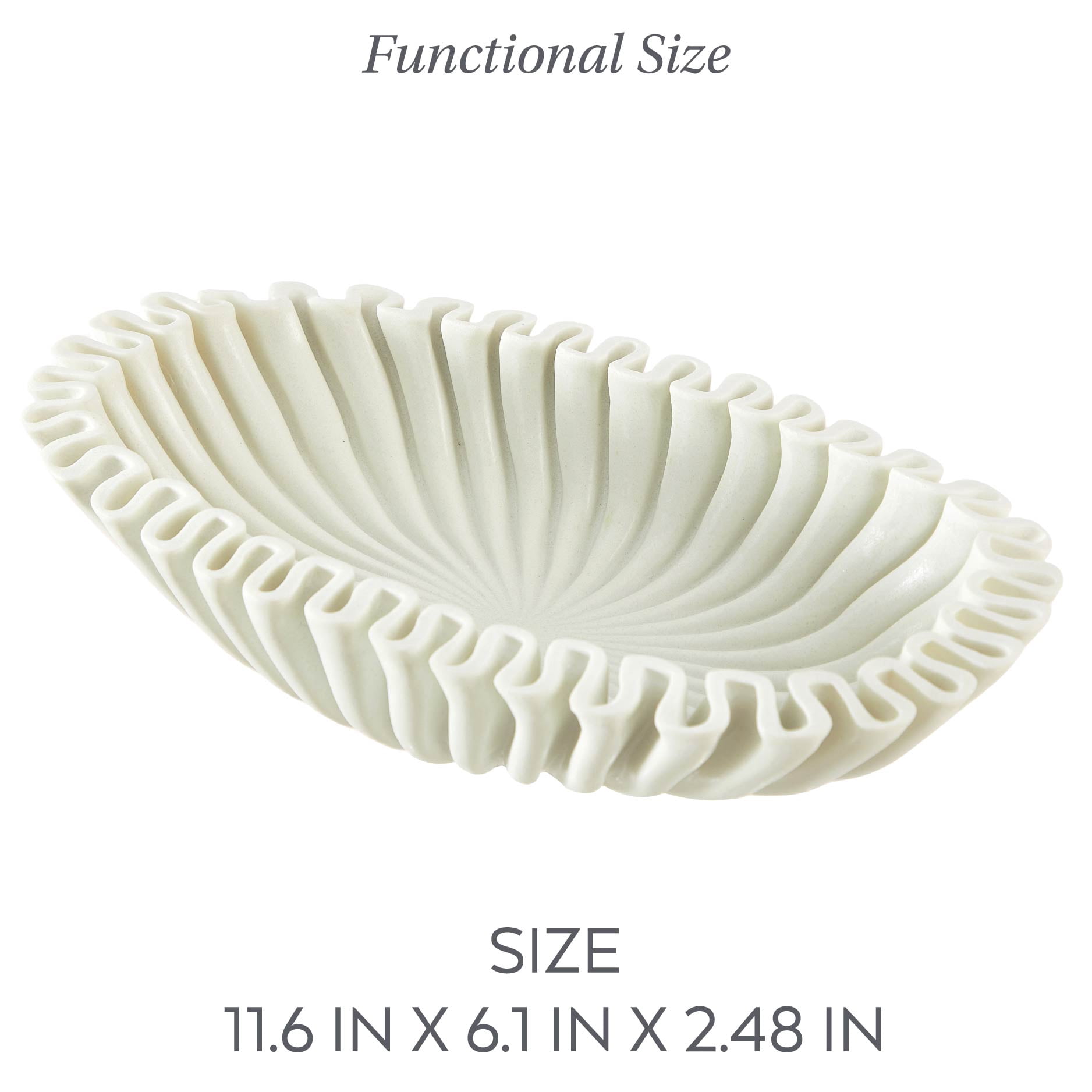 Stylehouse White Resin Fluted Decorative Bowl
