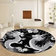 thumbnail image 1 of Round Area Rug 8ft Chinese Ink Painting Dragon Faux Wool Round Rug Washable Non-Slip Circle Rug, Soft Kids Rug Throw Rugs for Living Room/Bedroom/Office/Entryway/Kitchen, 1 of 1