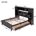 thumbnail image 4 of Full Size Bed Frame with Bookcase Headboard & 4 Drawers, Captains Bed with Charging Station, Wood Storage Bed for Kids Teens Adults, Espresso, 4 of 9
