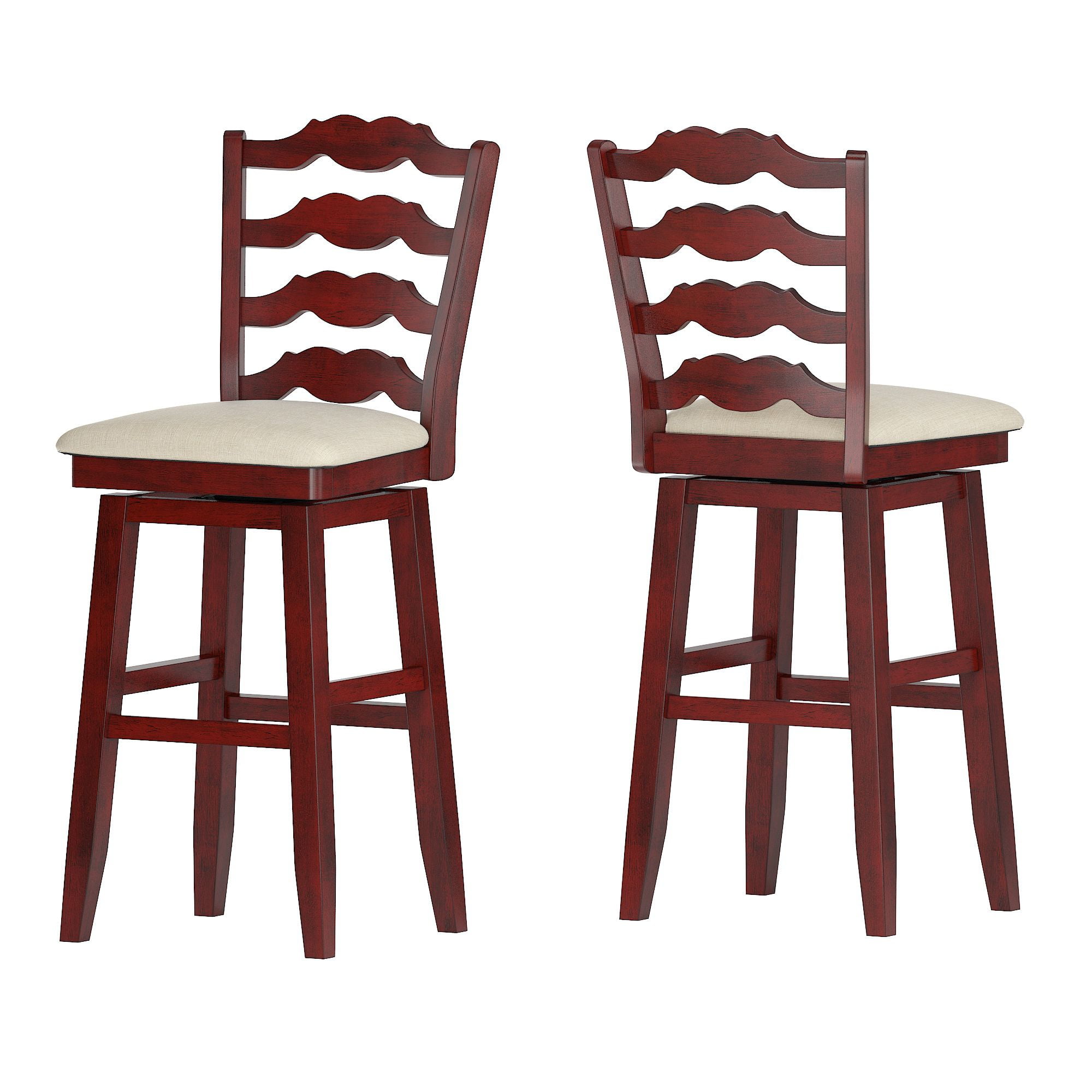 Weston Home Sheena French Ladder Back Bar Height Swivel Stool, Antique Berry