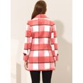 thumbnail image 4 of Abrigo De Cuadros De Invierno Con Doble Botonadura Y Solapa Con Muesca Para Mujer Rosa M, 4 of 5