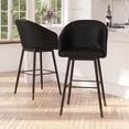 thumbnail image 3 of Merrick Lane Faux Leather Mid-Back Bar Stools, Black/Walnut, 3 of 11