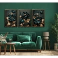thumbnail image 2 of Dark Green And Gold Flower Canvas Wall Art Elegant Bloom Flowers Posters Prints Paintings Modern Abstract Plant Pictures Wall Decor for Living Room Bedroom Bathroom Decoration Unframed, 2 of 6
