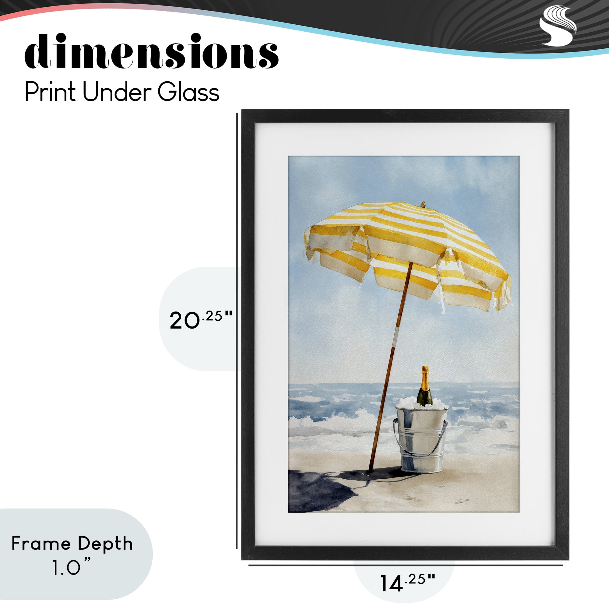 Stupell Industries Sunshine Celebration at Seaside Black Framed Print Under Glass, design by Petal Prints Design