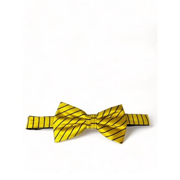 Yellow and Black Striped Silk Bow Tie
