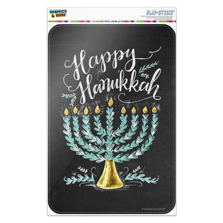Happy Hanukkah Menorah Vinyl Decal Sign photo 1