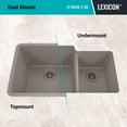 thumbnail image 4 of 32" x 19" Quartz Kitchen Sink, Double Bowl Sink, Drop-in Sink, Undermount Sink, Granite Kitchen Sink, Galaxy Concrete Kitchen Sink by Lexicon Platinum LP-6040-C-SO, 4 of 7