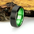 thumbnail image 2 of Men's Women's Tungsten Wedding Band Engagement Ring 8mm Brushed Black Anodized Green Aluminum Sleeve, SZ 12.5, 2 of 3