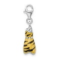 thumbnail image 2 of 925 Sterling Silver Polished Fancy Lobster Closure Click-on Cubic Zirconia Enamel Tiger Dress Charm 31x12mm Pendant Neck, 2 of 5