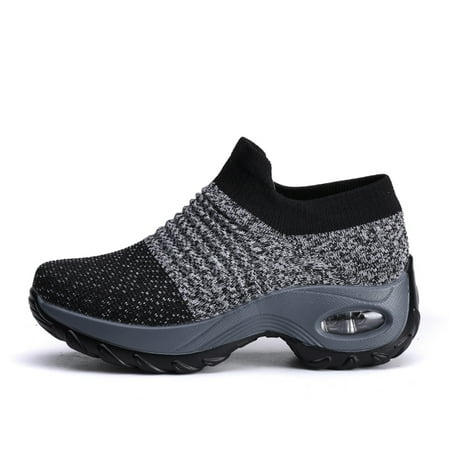 GHFKKB Women s Walking Shoes Sock Sneakers Slip On Air Cushion Easy Shoes Platform Loafers