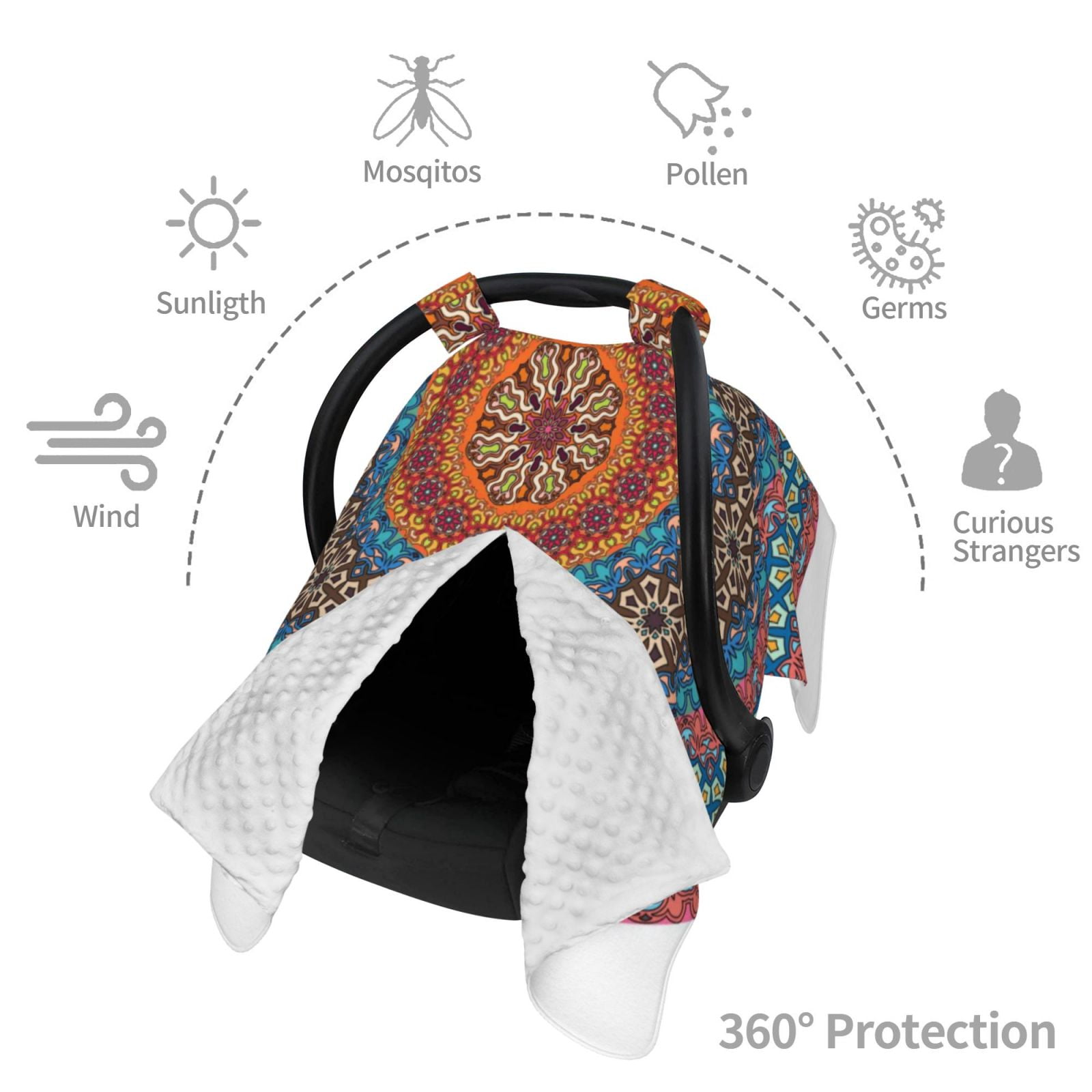 Car Seat Cover Baby - Mandala (3) Breathable Infant Car Seat Cover for Baby Carseat, Lightweight Comfort Baby Essentials Must Haves Newborn Stuff for Girl Boy