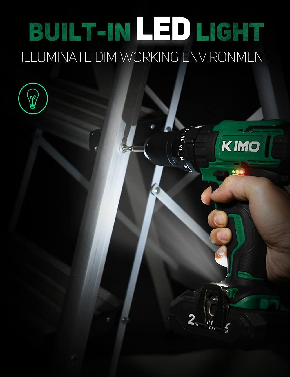 Buy KIMO Cordless Drill Driver Kit, 46PCS Accessories, 20V Impact Drill