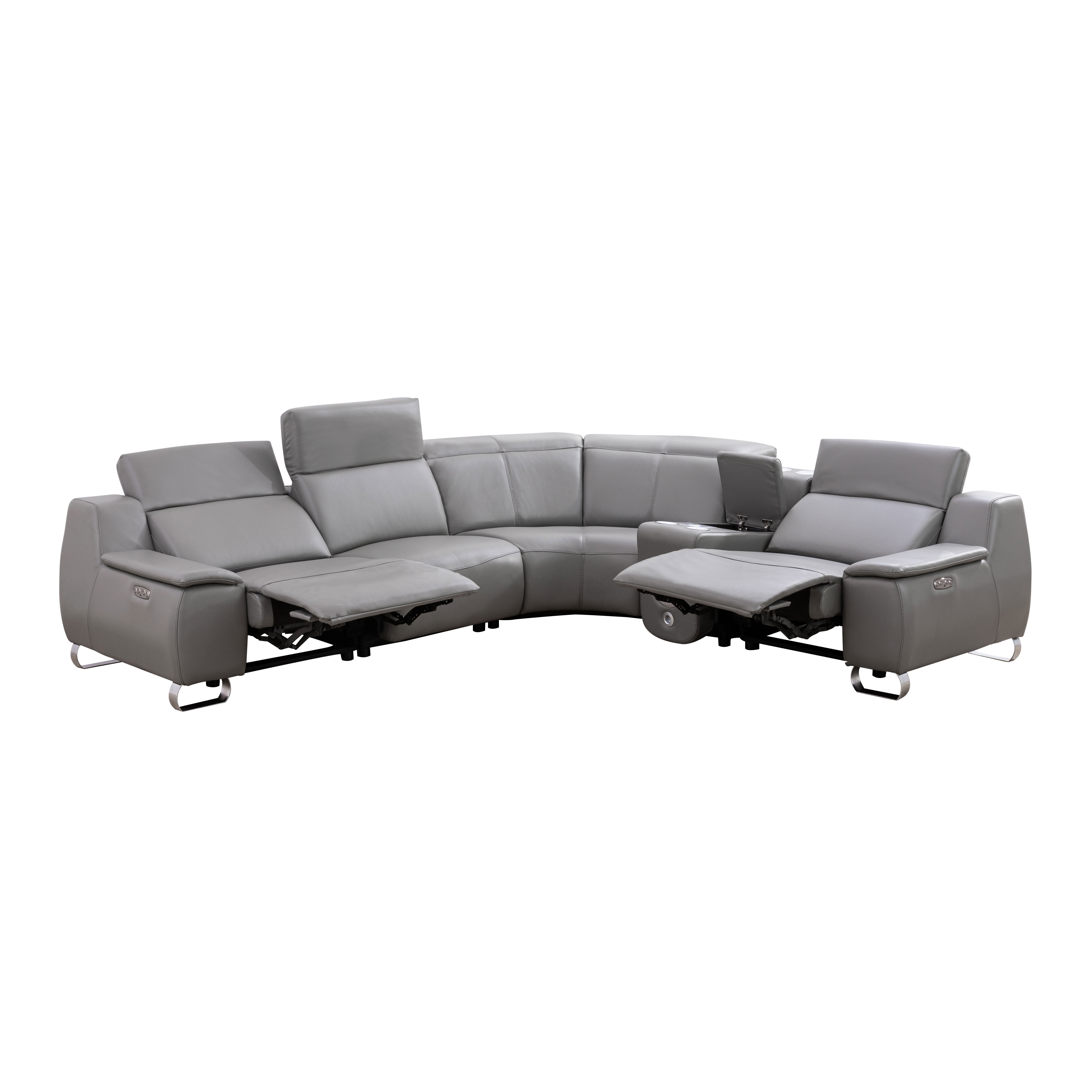 MAYEERTY Power Reclining Modular L-Shaped Sectional Sofa, Leather Recliner with Bluetooth Speaker & USB Charging for Living Room