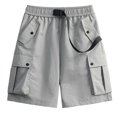 thumbnail image 4 of JTieacloth Cargo Shorts for Men European And Solid Color Pocket Buckle Men's Casual Loose Comfortable Trendy Sports And Fitness Shorts,Gray, 4 of 6