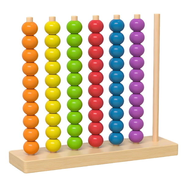Juego de juguetes educativos de madera con cuentas apilables de colores y bloques de clasificación para juegos sensoriales. M
