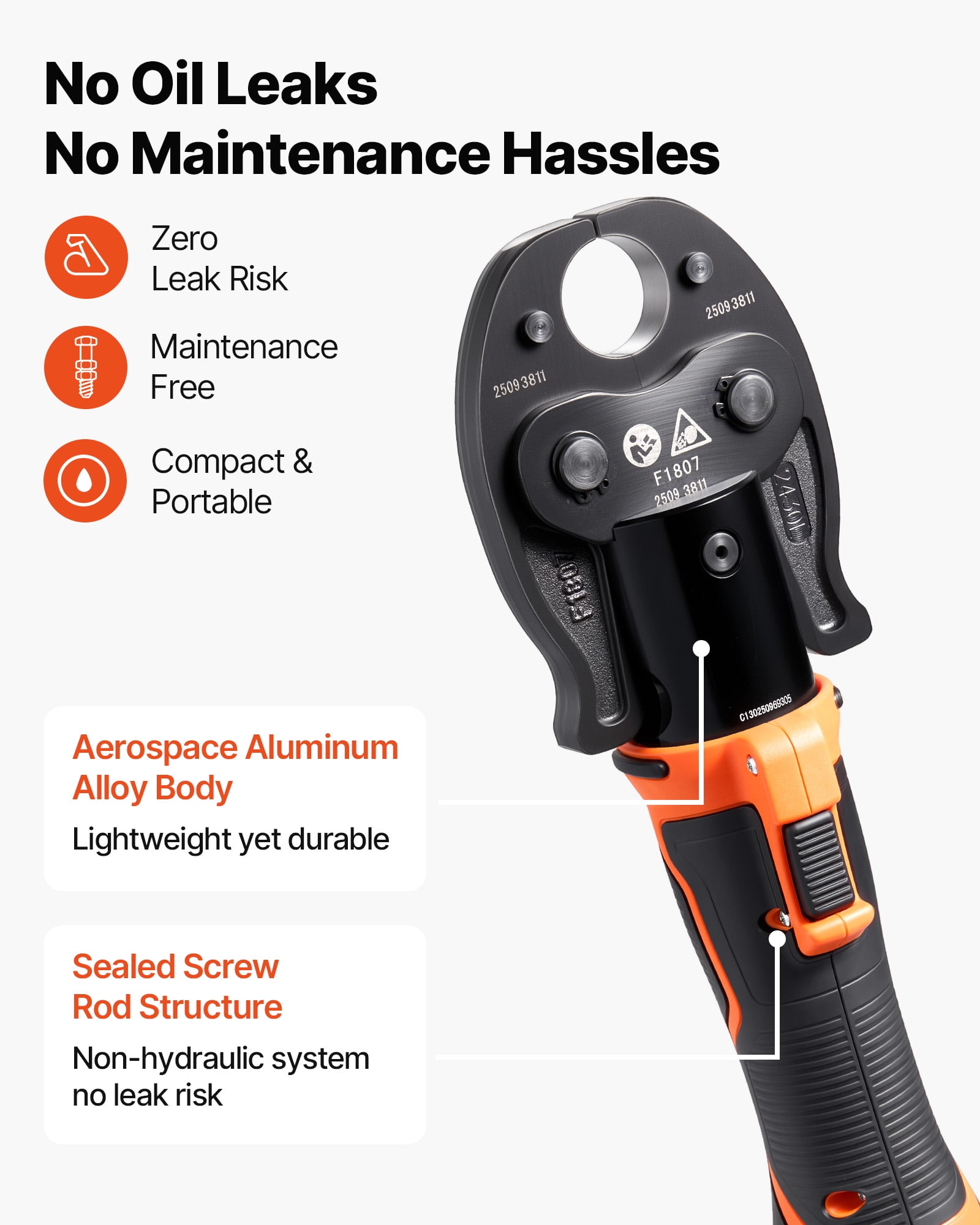 VEVOR Cordless Mini Press Tool, 18V Electric Pipe Crimping Tool for 1/2", 3/4", 1" PEX Pipe Copper Rings, PEX Press Tool Kit with 2pcs Battery, Fast Charger & Carrying Case - Meet ASTM F1807 Standard