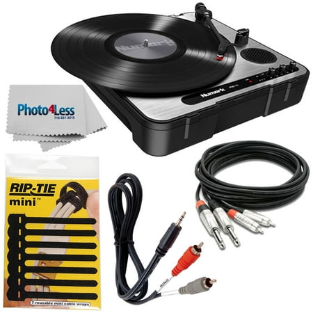 Numark PT01 USB |Portable Vinyl-Archiving Turntable for 33 1/3, 45, & 78 RPM Records + Cable + Rip-Tie + Cleaning
