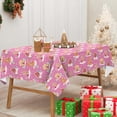 thumbnail image 4 of Pink Christmas Tablecloth Cartoon Gingerbread House Table Cloth Rectangle Table Cover for Xmas Holiday Party Table Decor, 60 x 102 Inch, 4 of 7