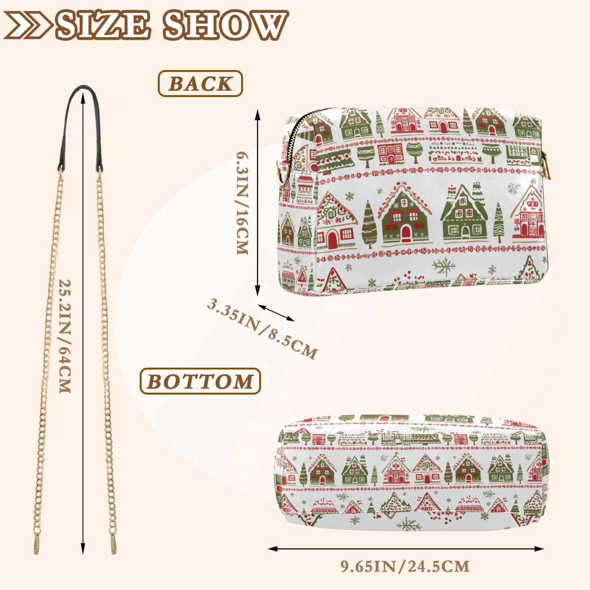 FORMRS Women Crossbody Purse with Chain Strap Vegan Leather Shoulder Handbag, Red Christmas House
