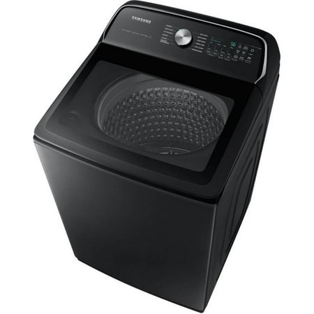 Samsung - 5.5 Cu. Ft. High-Efficiency Smart Top Load Washer with Super Speed Wash - Brushed Black