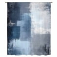 thumbnail image 2 of Navy Blue Grey Sheer Curtains 45 Inches Long, Modern Ombre Oil Painted Abstract Art Light Filering Curtains, Breathable Simi Curtain Privacy Drapes for Kitchen Bathroom Small Window Treatment, 2 of 9