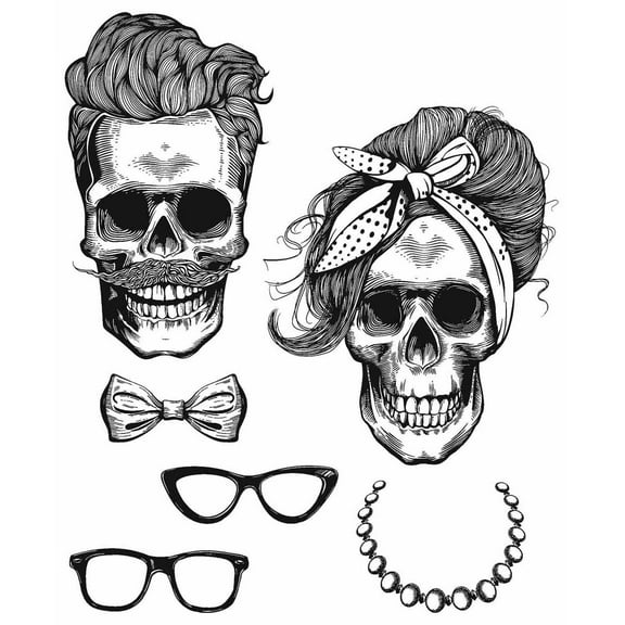 Tim Holtz Cling Stamps 7"X8.5"-Wicked Hipsters