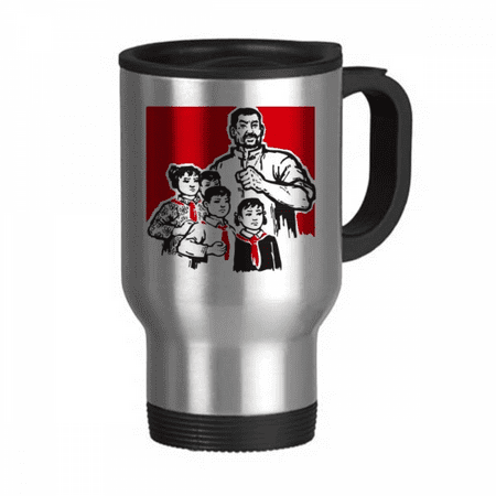 

China Red Education Publicity Model Travel Mug Flip Lid Stainless Steel Cup Car Tumbler Thermos